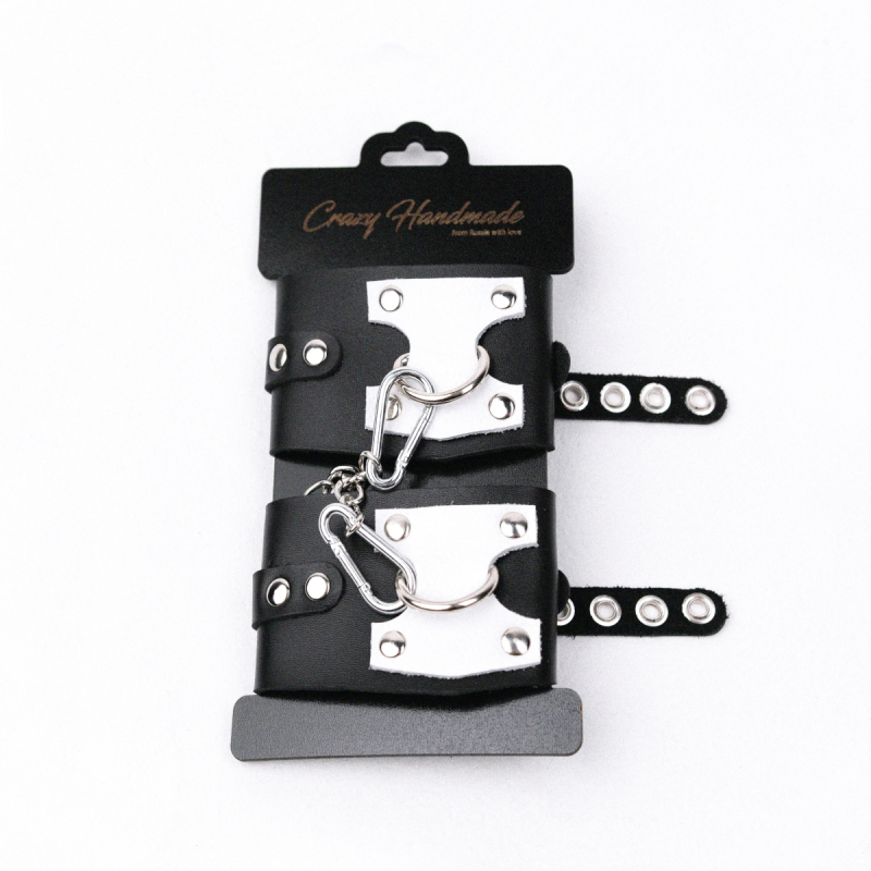 Наручники "Crazy Handmade" черно-белые, кожа 